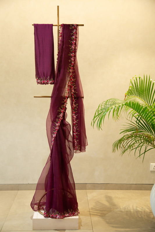 Grape vine organza saree