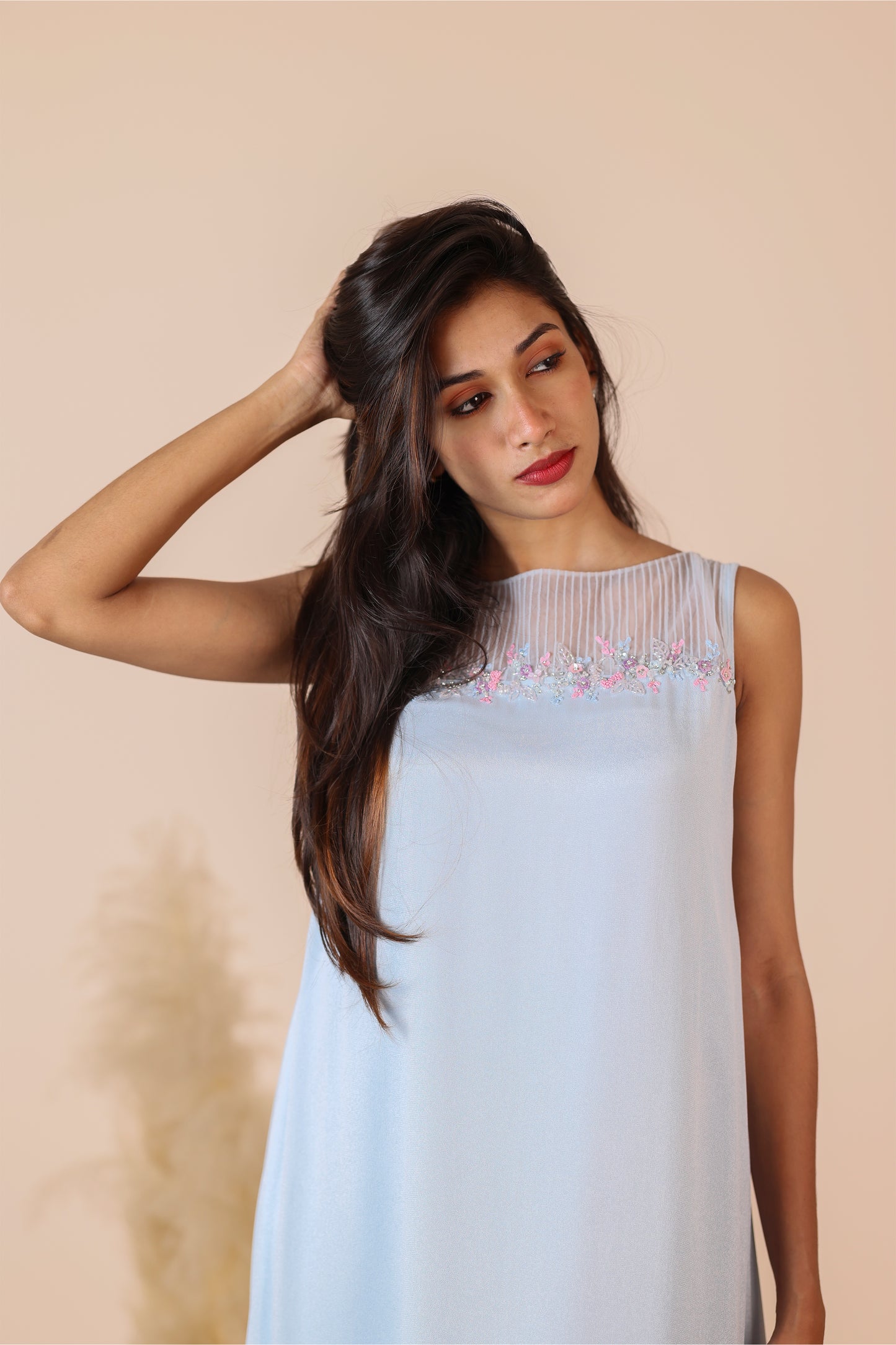 Blue crape Georgette kurti