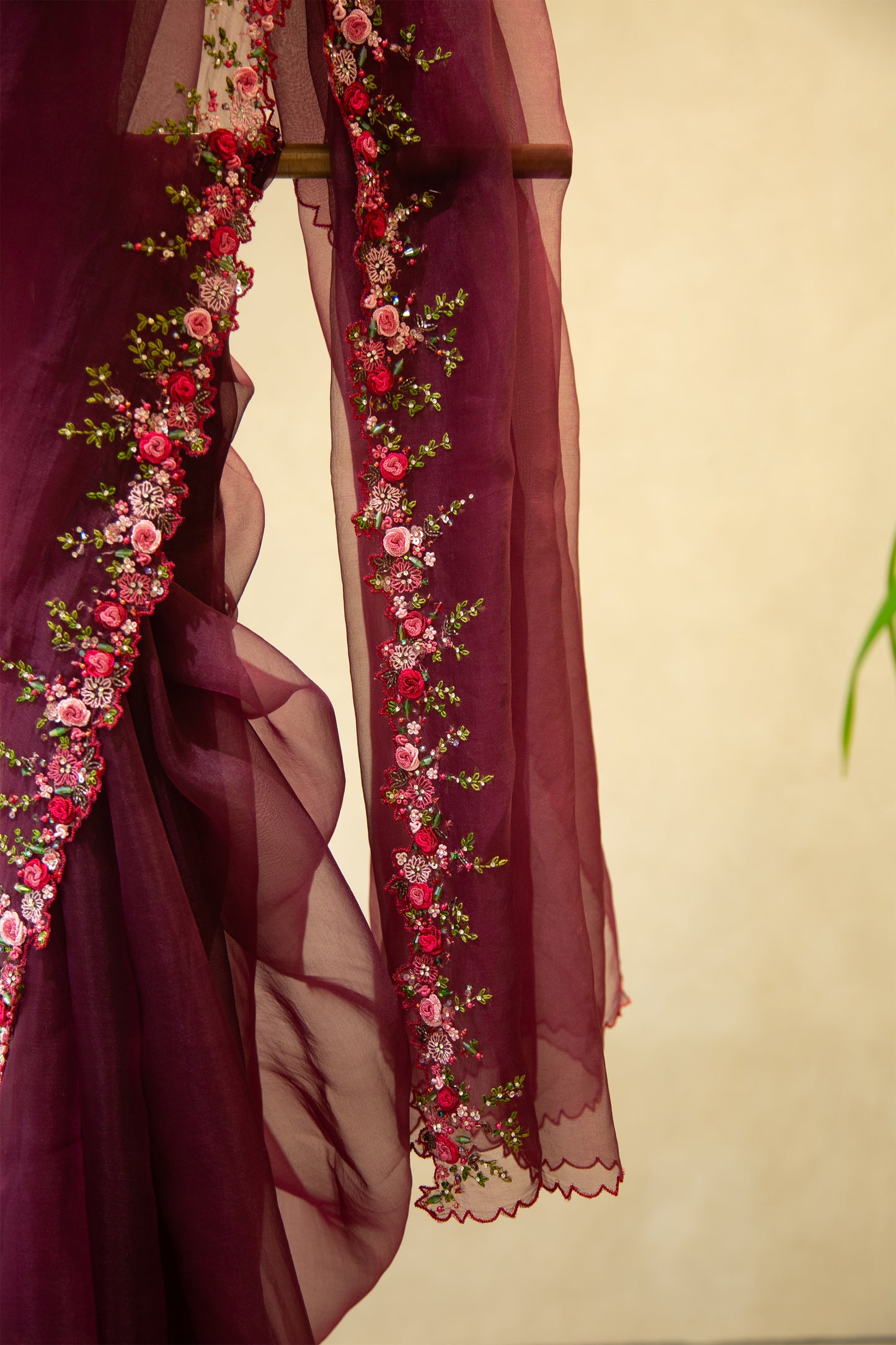 Grape vine organza saree