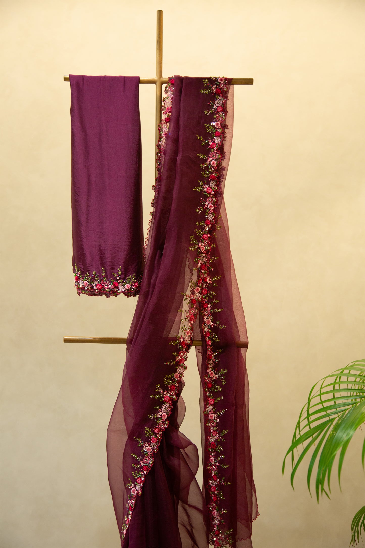 Grape vine organza saree