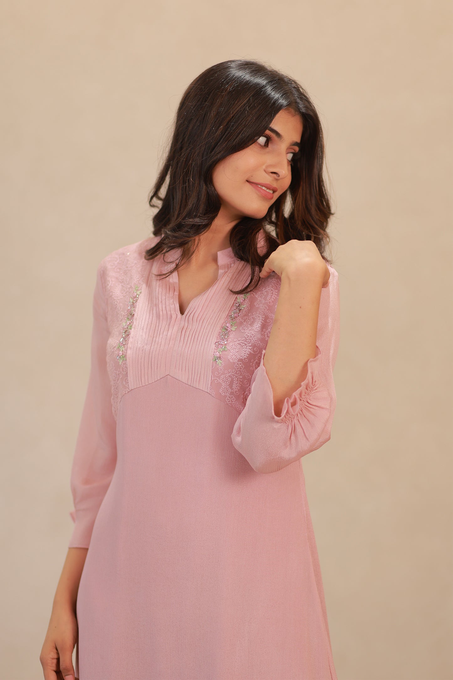 Dusty pink collared Kurti