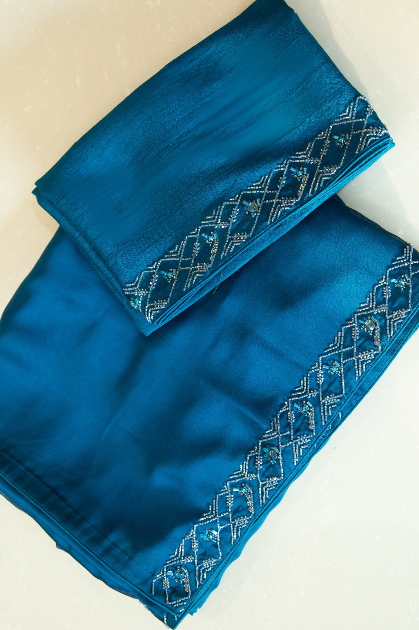 Hand Embroidered Satin Georgette Saree