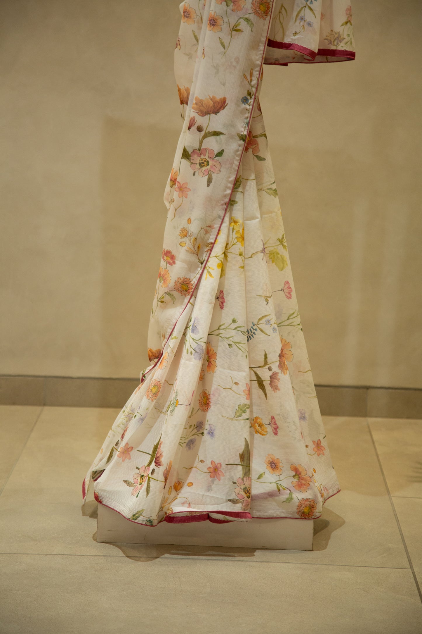 Off-White Chiffon Saree