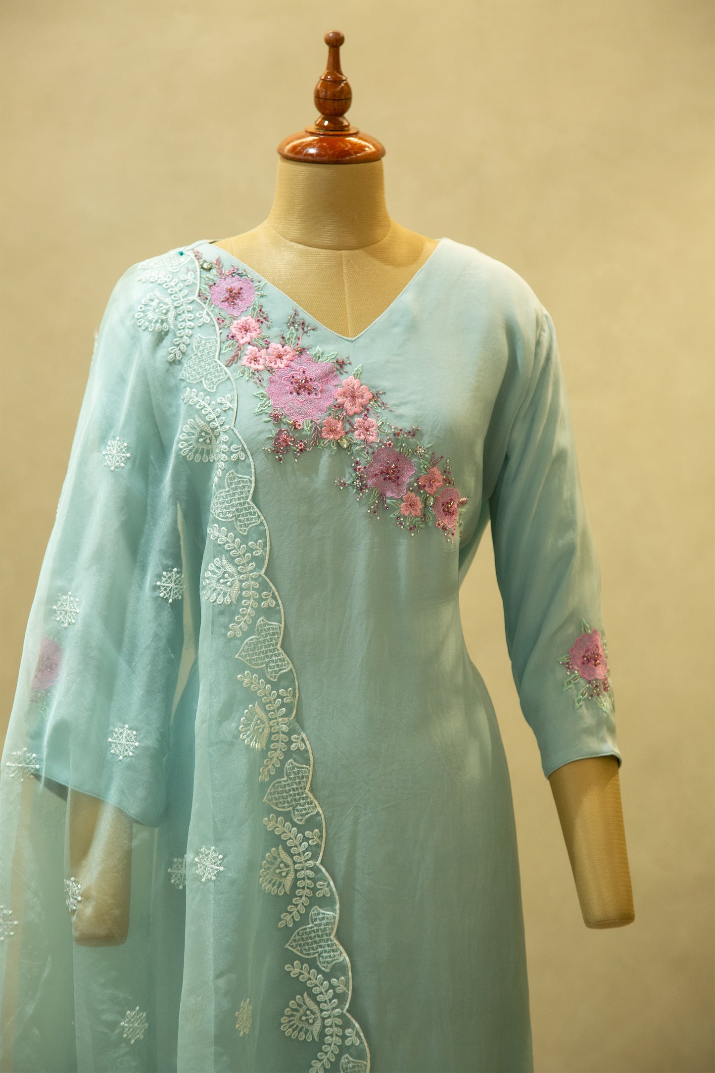 Viscose Organza Semi Stitched Salwar Set