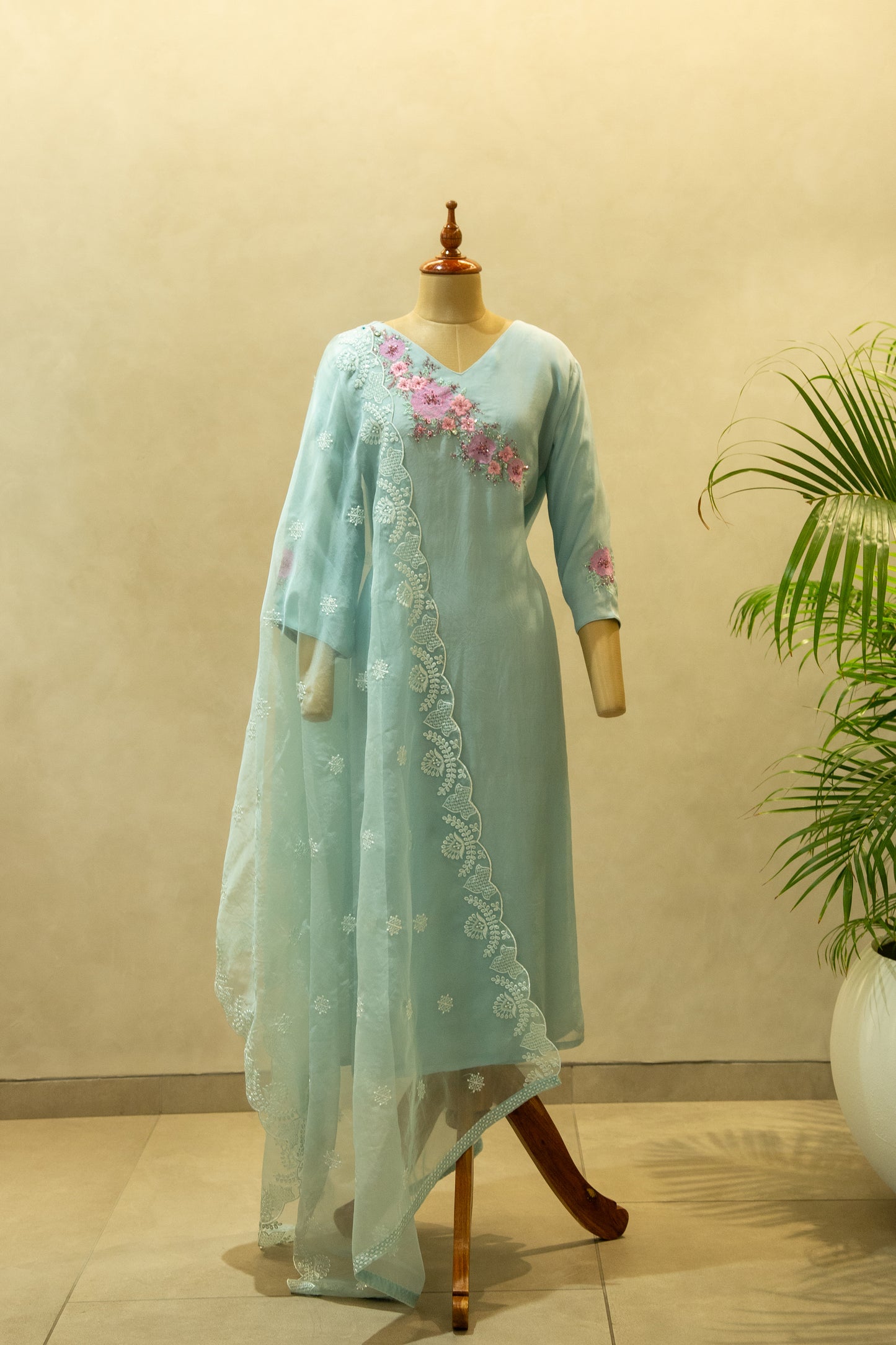 Viscose Organza Semi Stitched Salwar Set