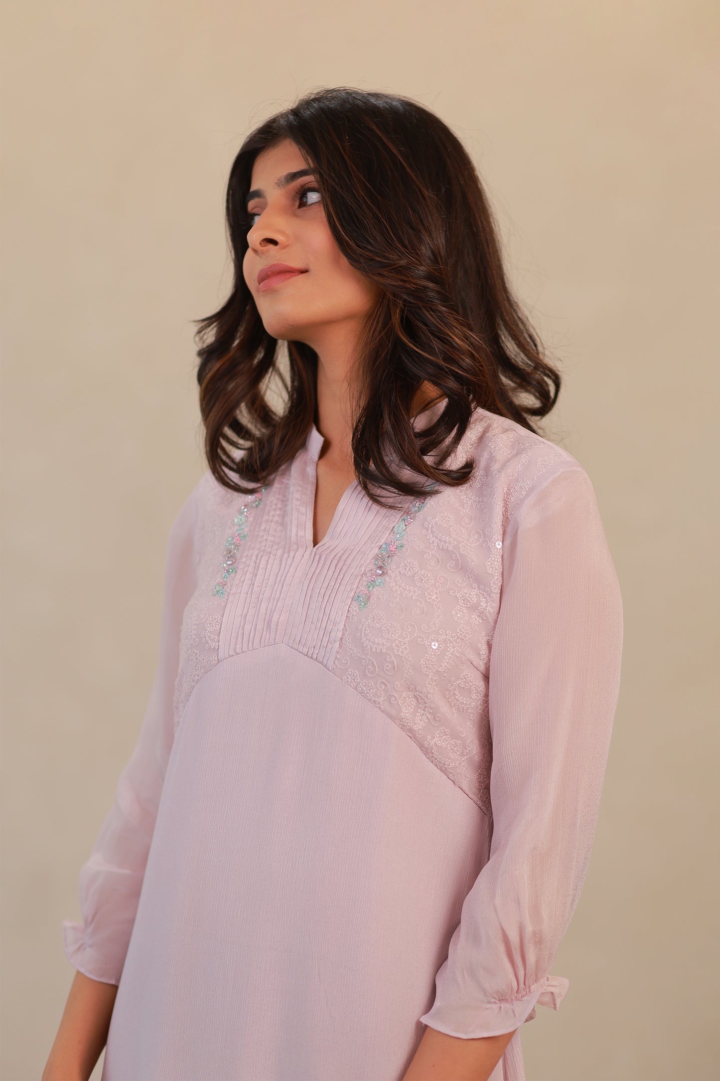 Dusty Lavender collared Kurti