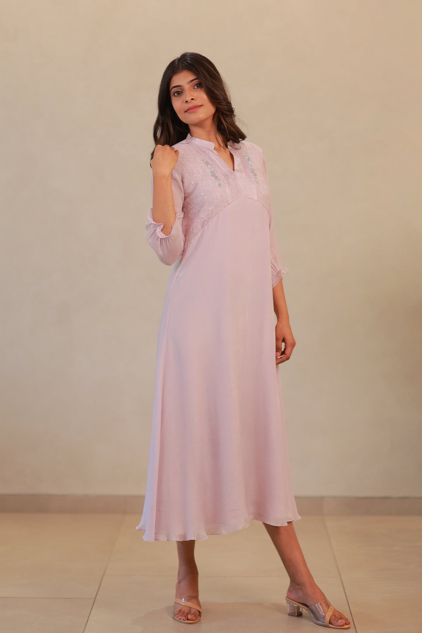 Dusty Lavender collared Kurti