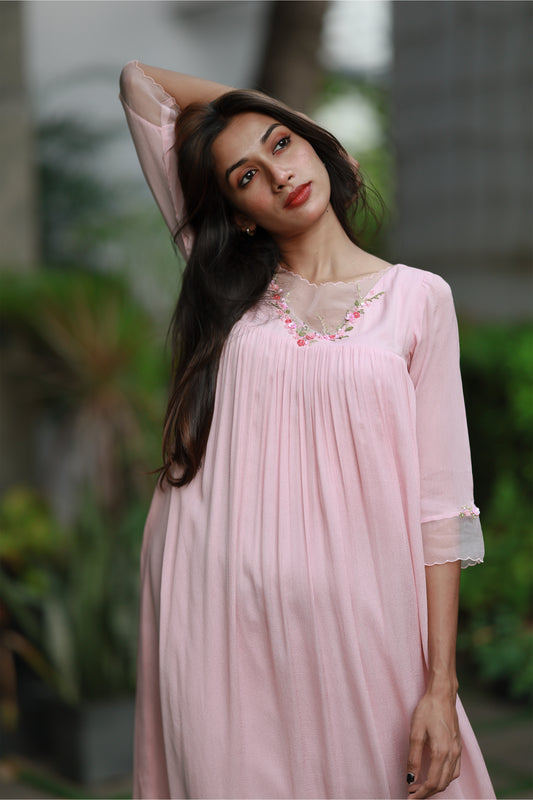 Blush Pink Chinnon kurti