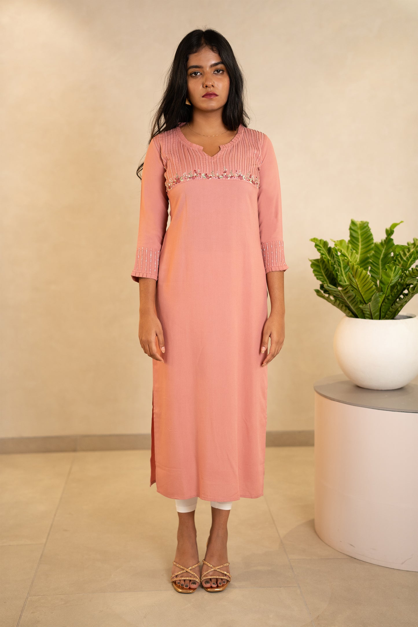 Peach  Rayon Georgette Kurta