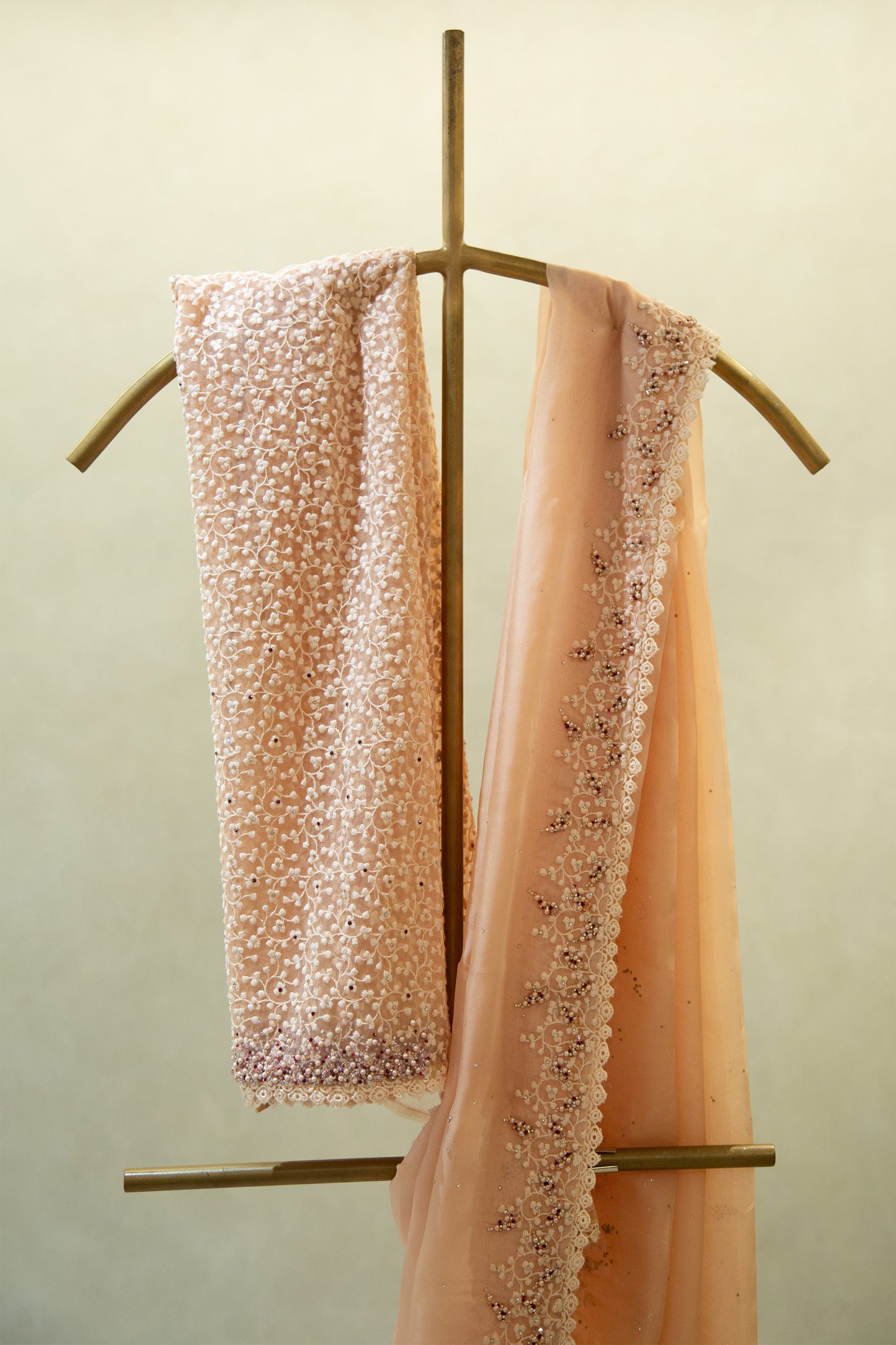 Light Peach Soft Organza Saree