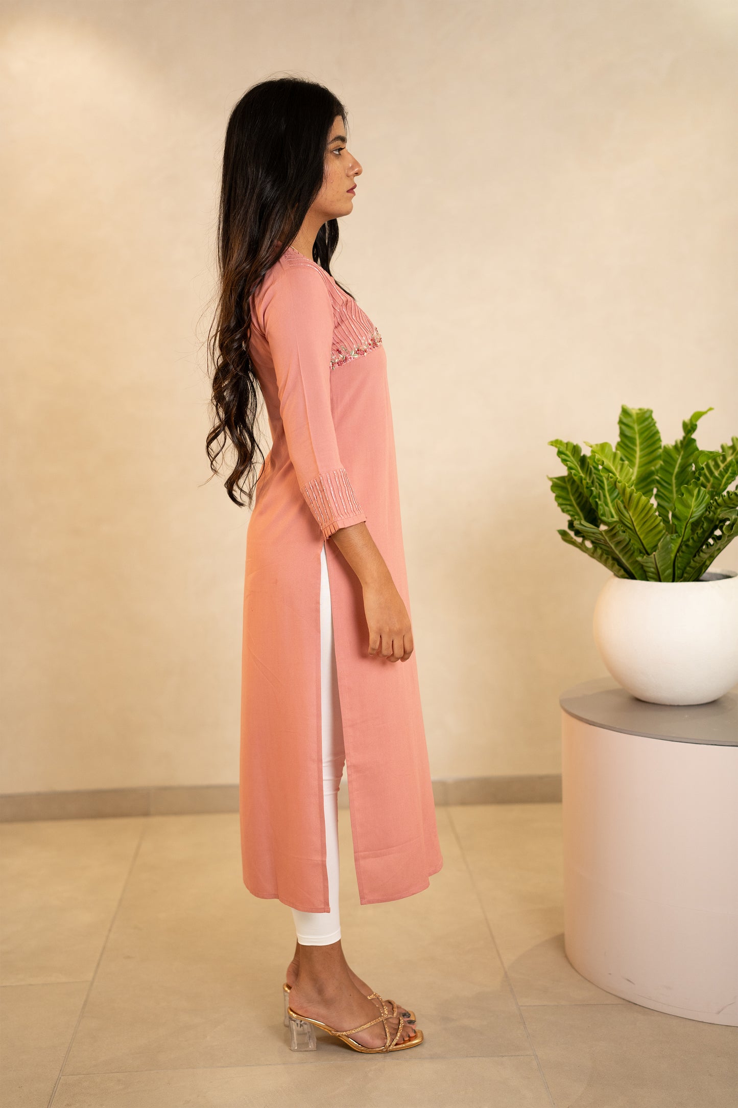 Peach  Rayon Georgette Kurta