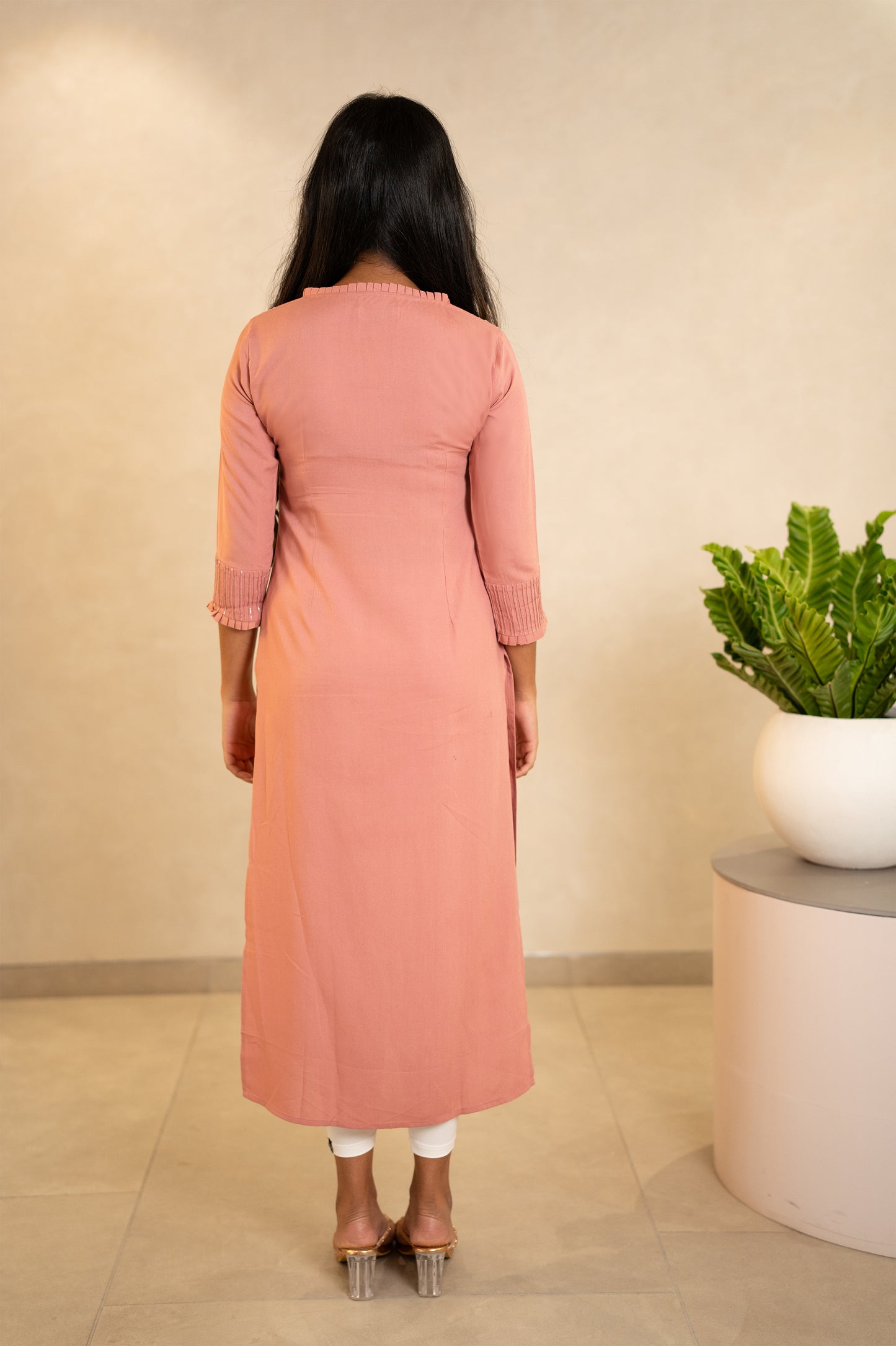 Peach  Rayon Georgette Kurta