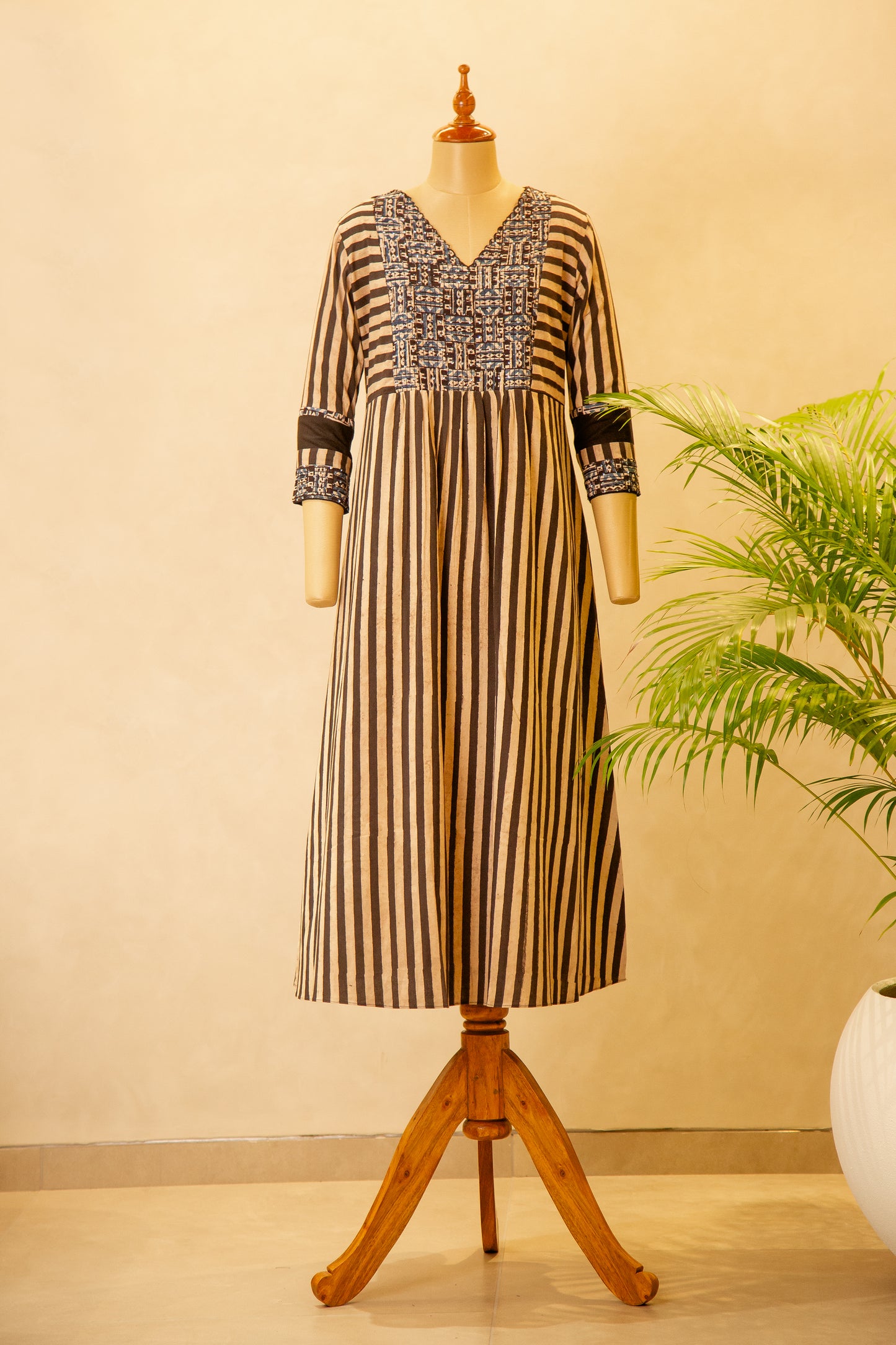 PARIS OFF WHITE KURTI WITH BLACK STRIPES