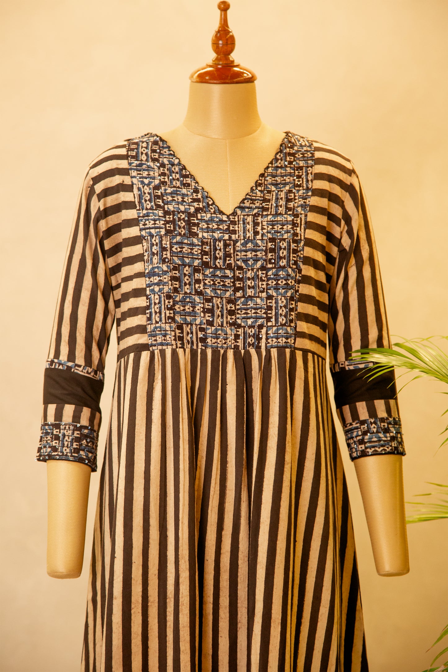 PARIS OFF WHITE KURTI WITH BLACK STRIPES