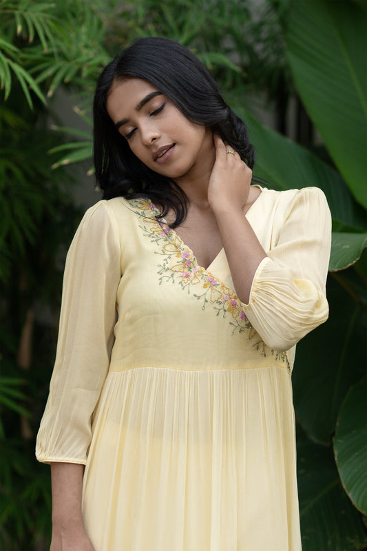 Yellow Chinon Kurthi