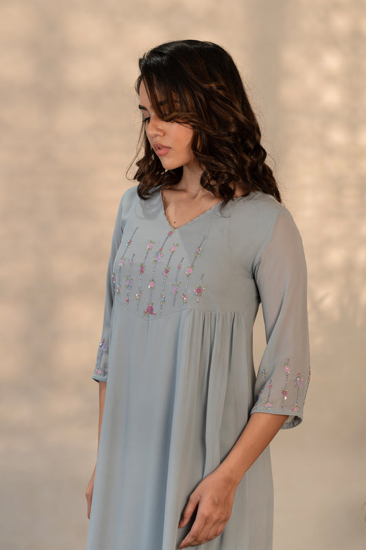 Blueish Grey Georgette Kurti