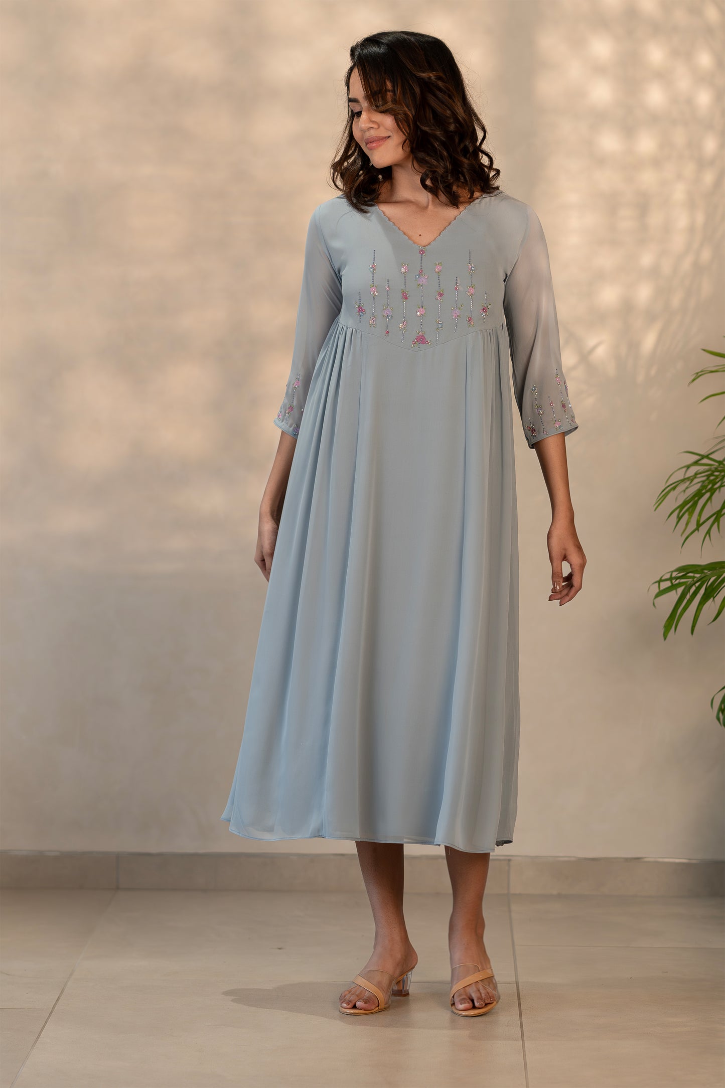 Blueish Grey Georgette Kurti