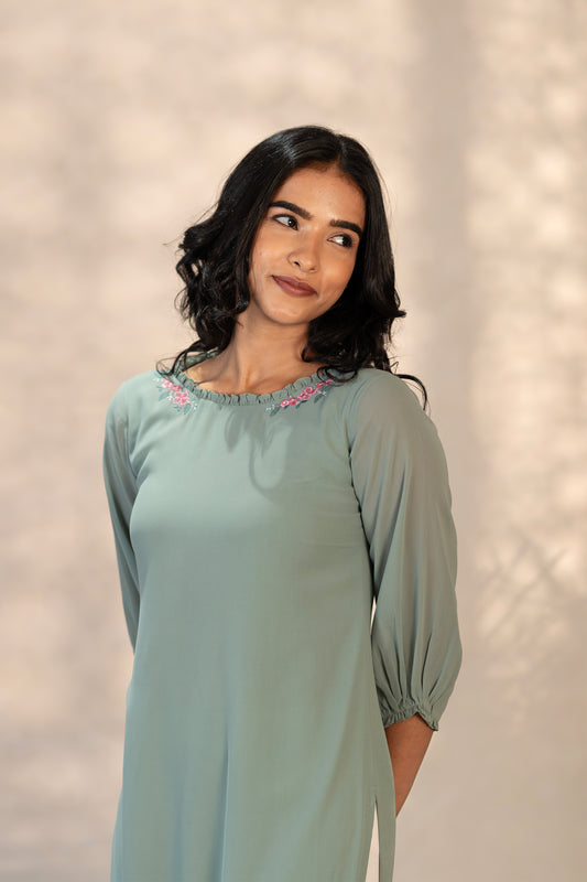 Teal Blue Georgette Kurti