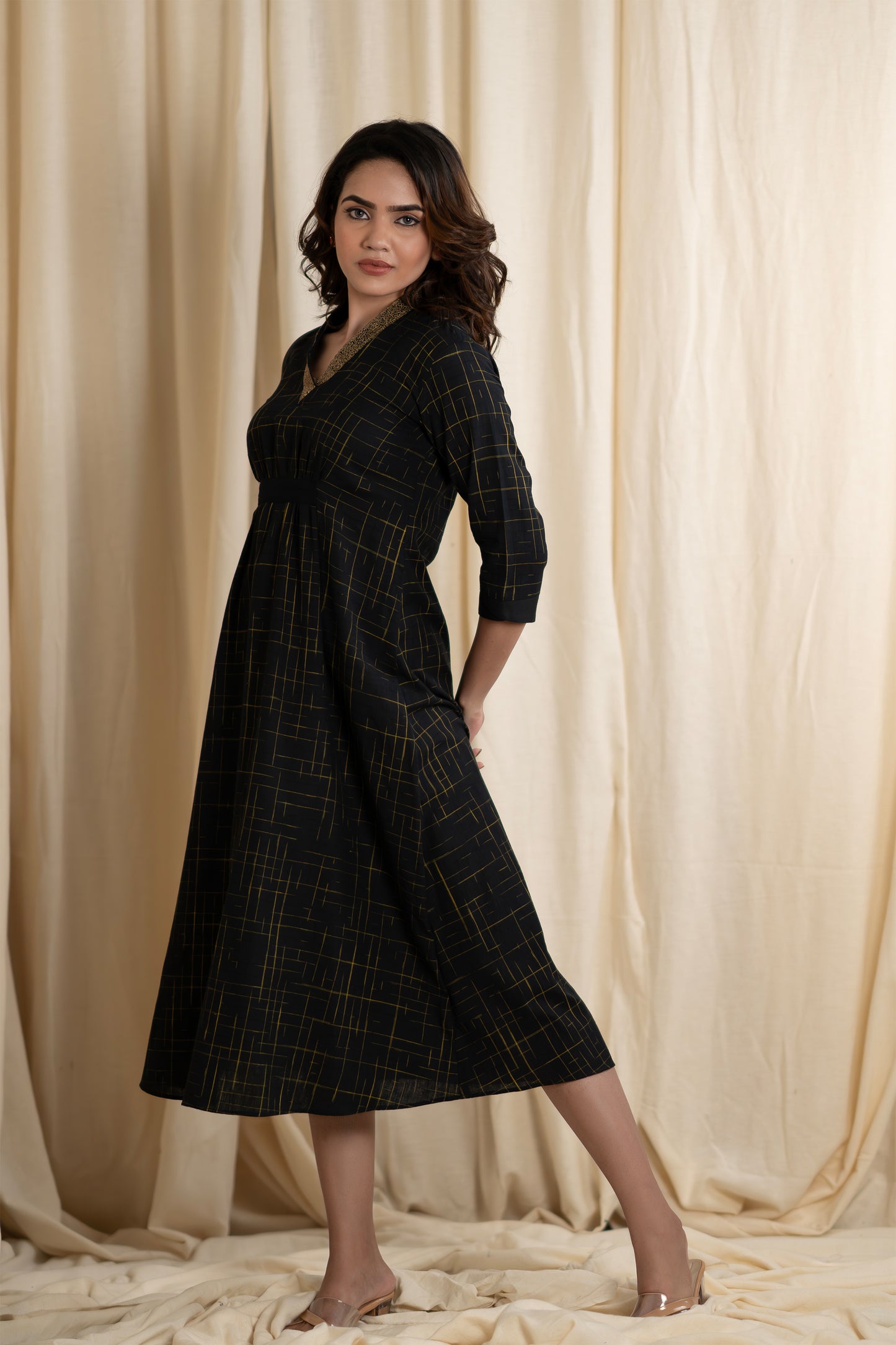 Black Ikat Cotton Frock