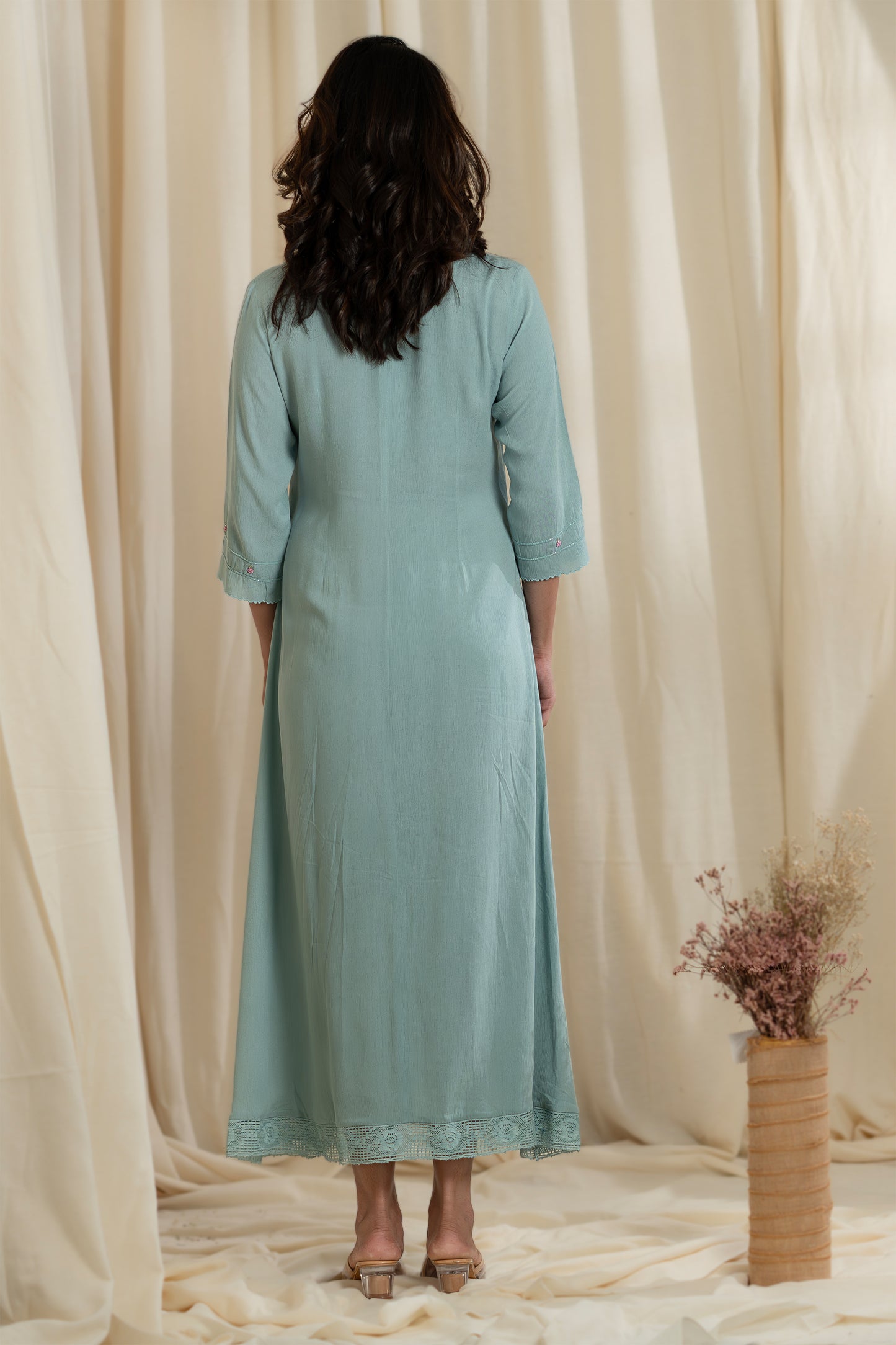 Pretty Light Blue Wrinkled Rayon Kurti