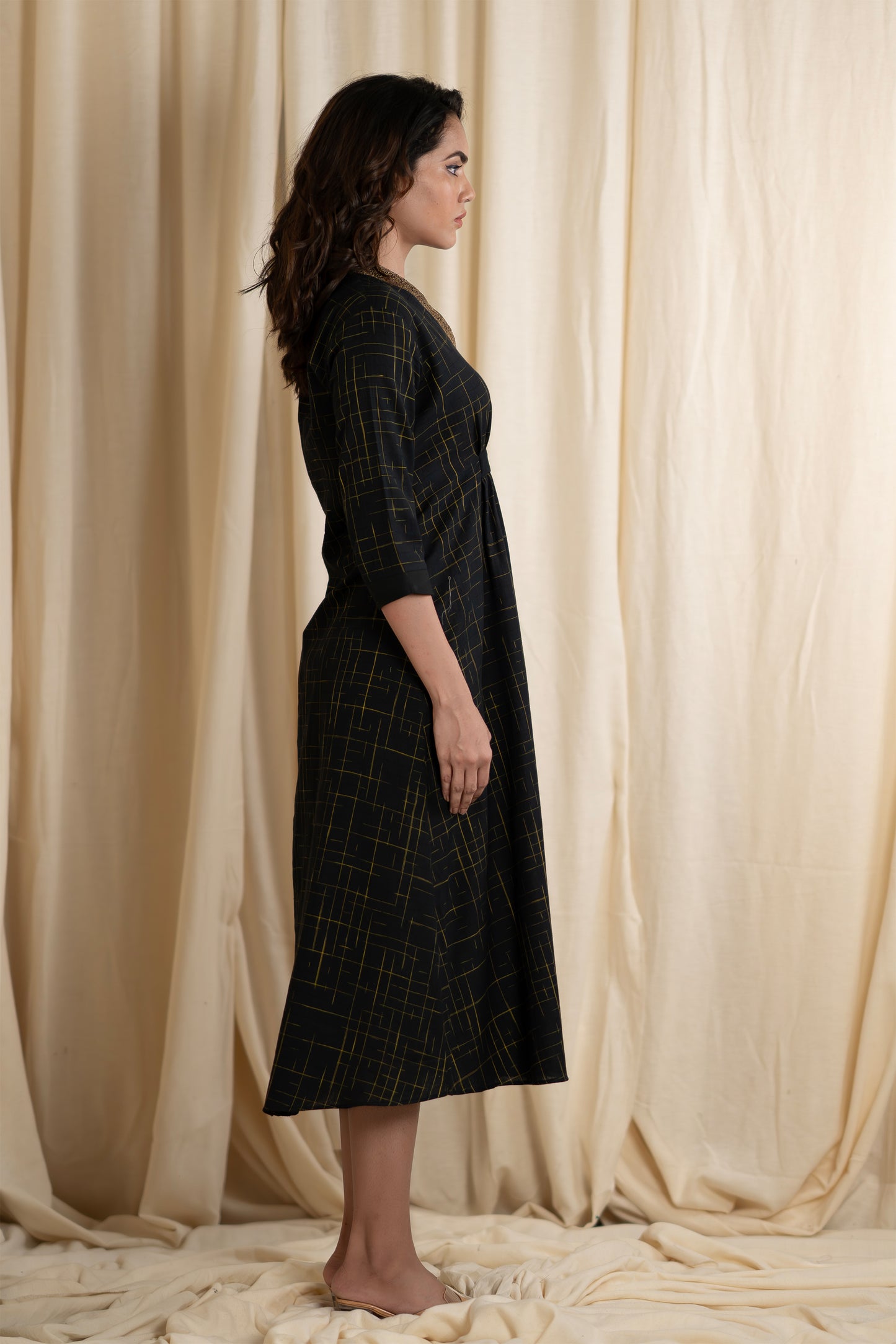 Black Ikat Cotton Frock