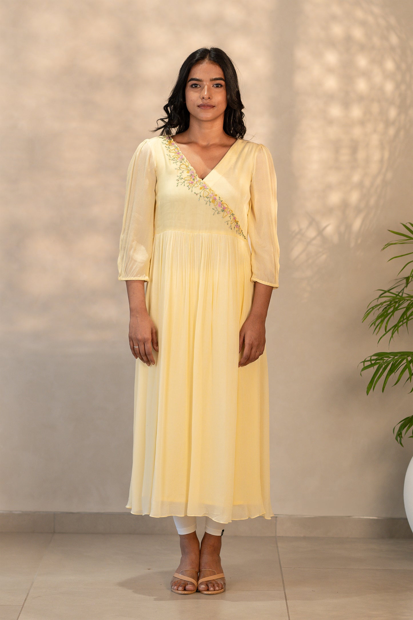 Yellow Chinon Kurthi