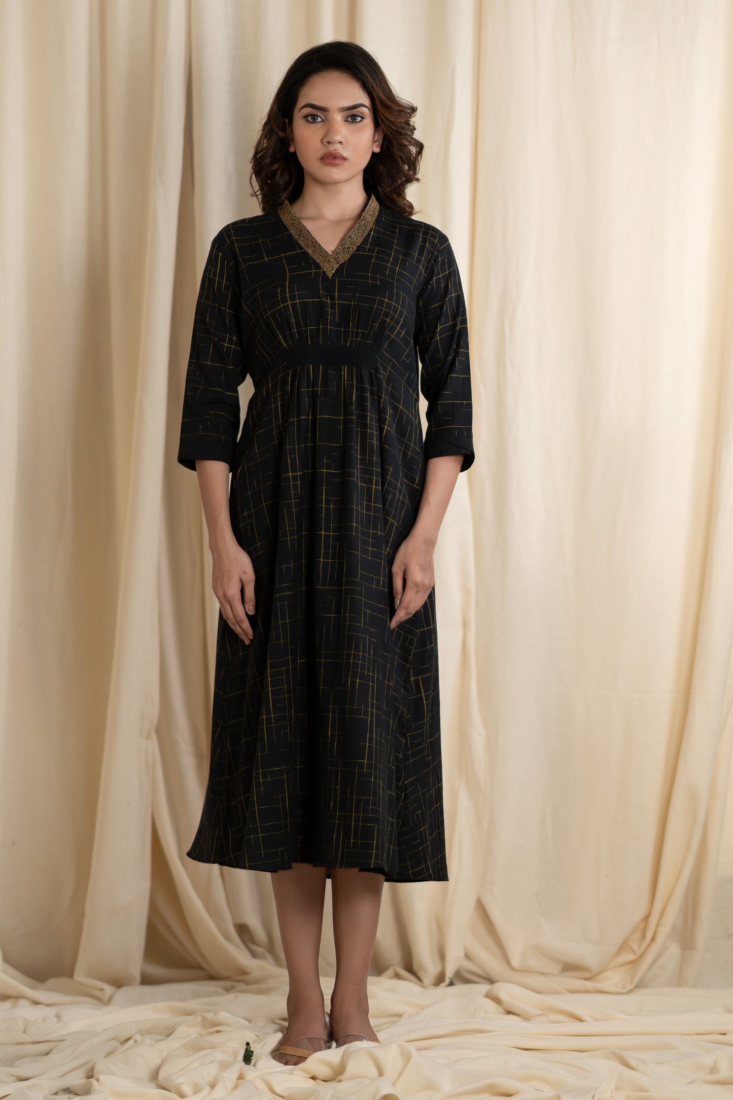 Black Ikat Cotton Frock