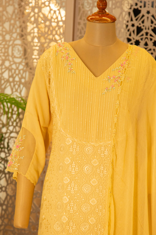 Light Yellow Semi- Stitched Salwar Set