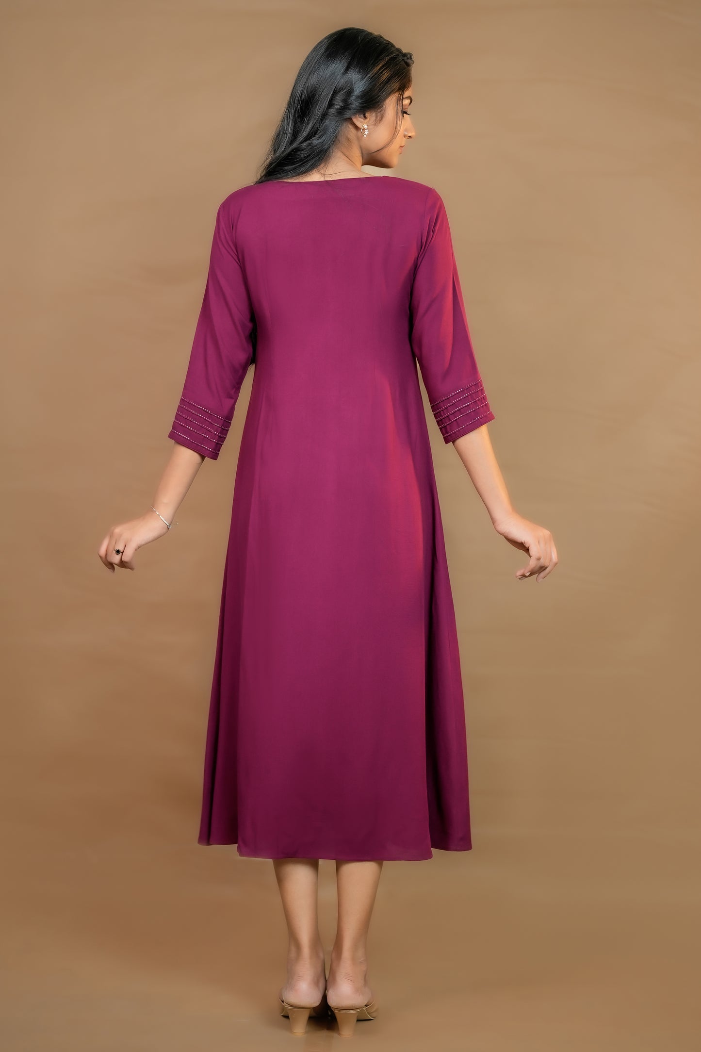 PARIS WINE RED PARTYWEAR RAYON KURTI