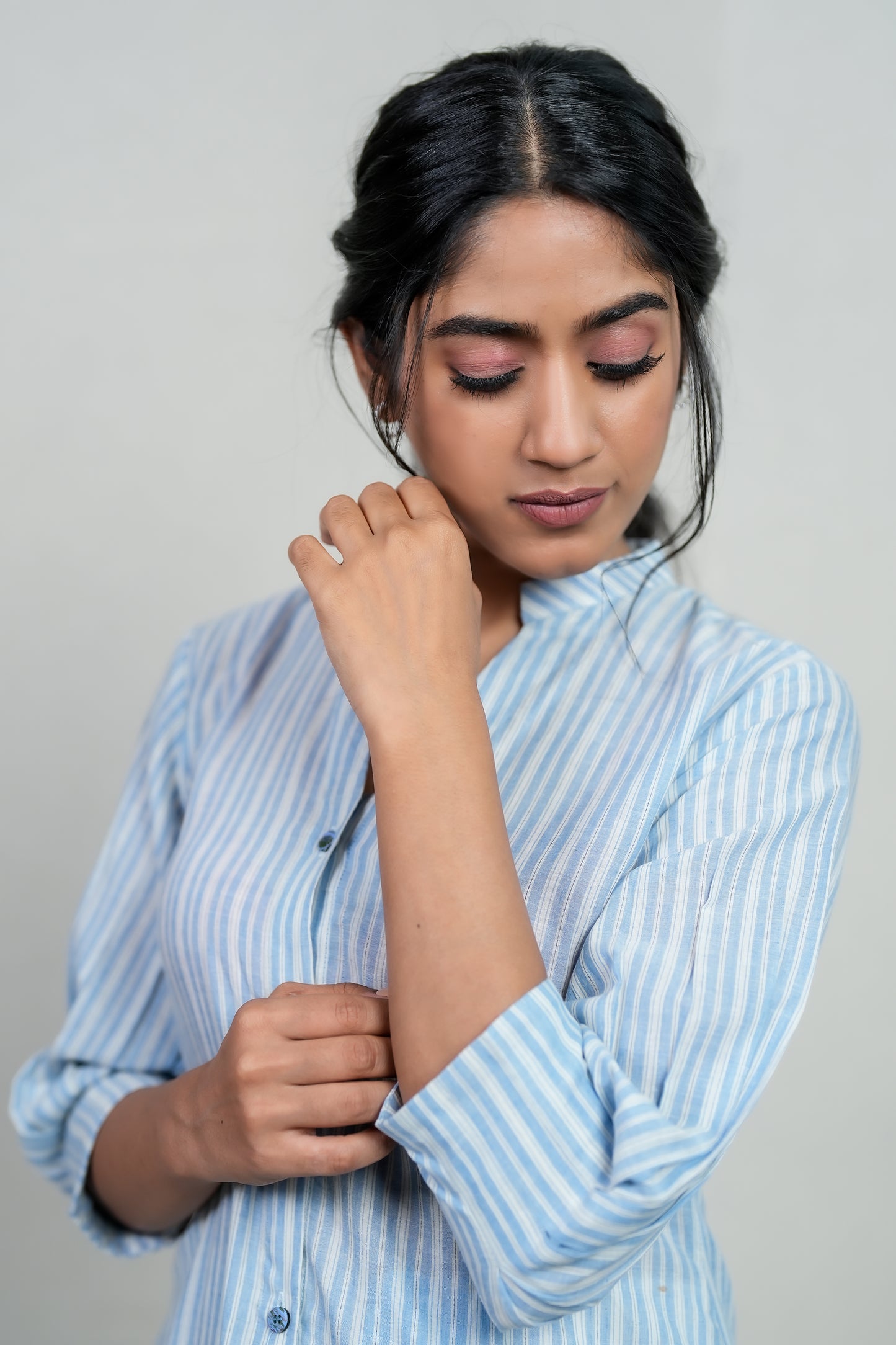 Paris blue and white stripes kurti