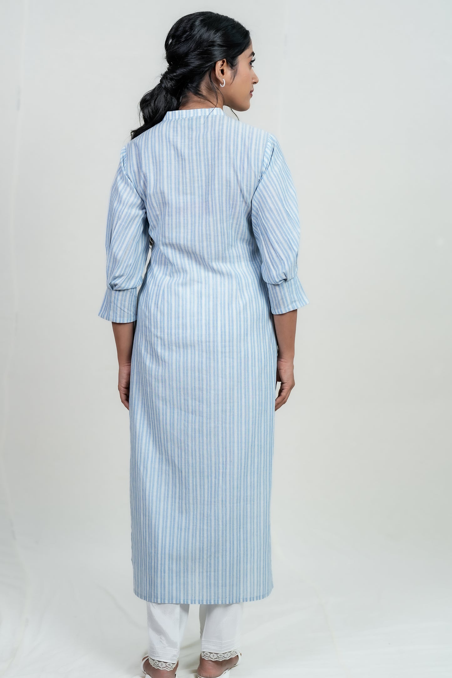 Paris blue and white stripes kurti