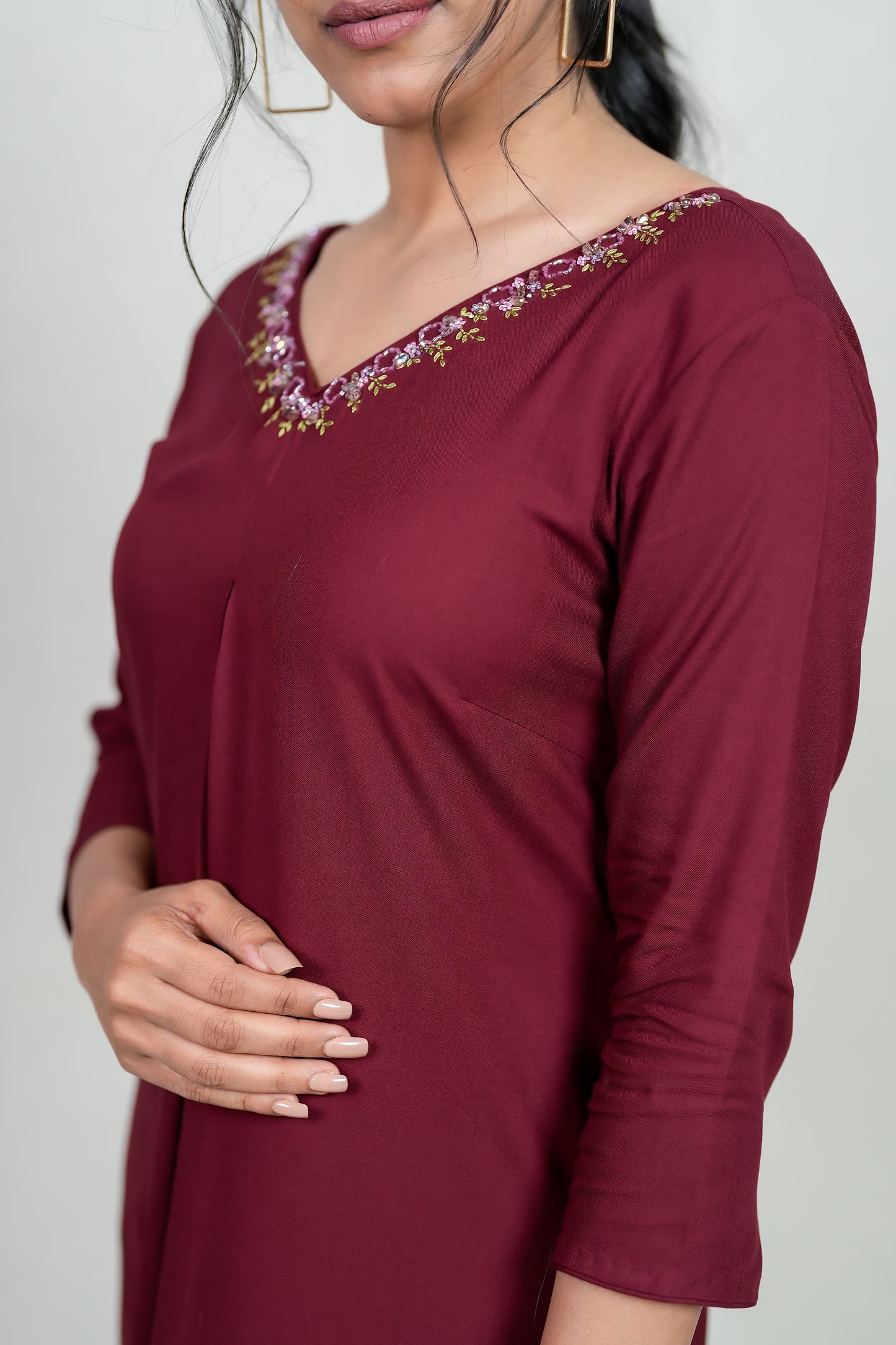 PARIS MAROON RAYON KURTI