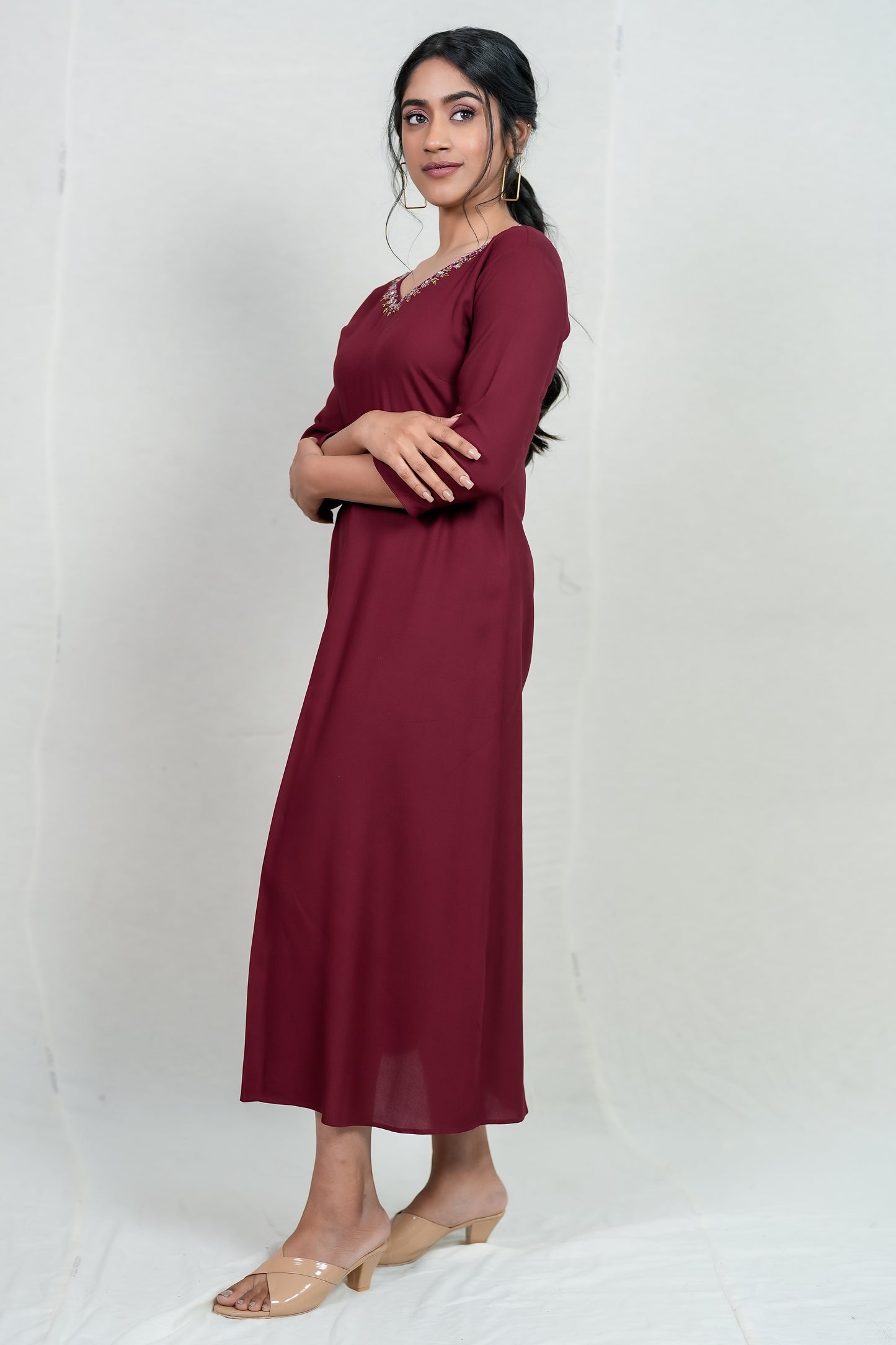 PARIS MAROON RAYON KURTI