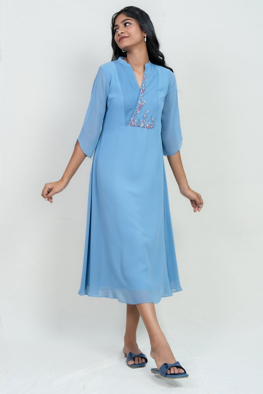 PARIS BLUE PARTY WEAR KURTI