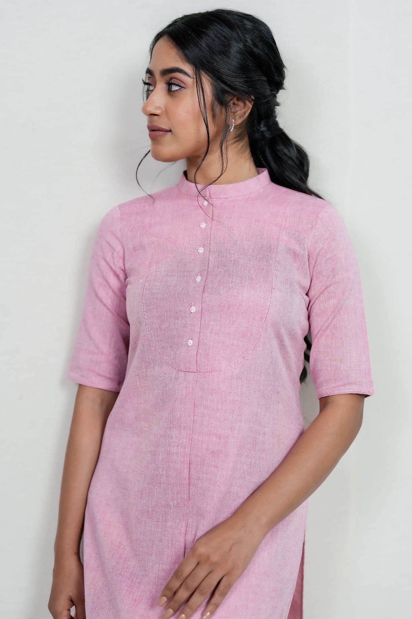 PARIS CLASSIC PINK LINEN KURTI