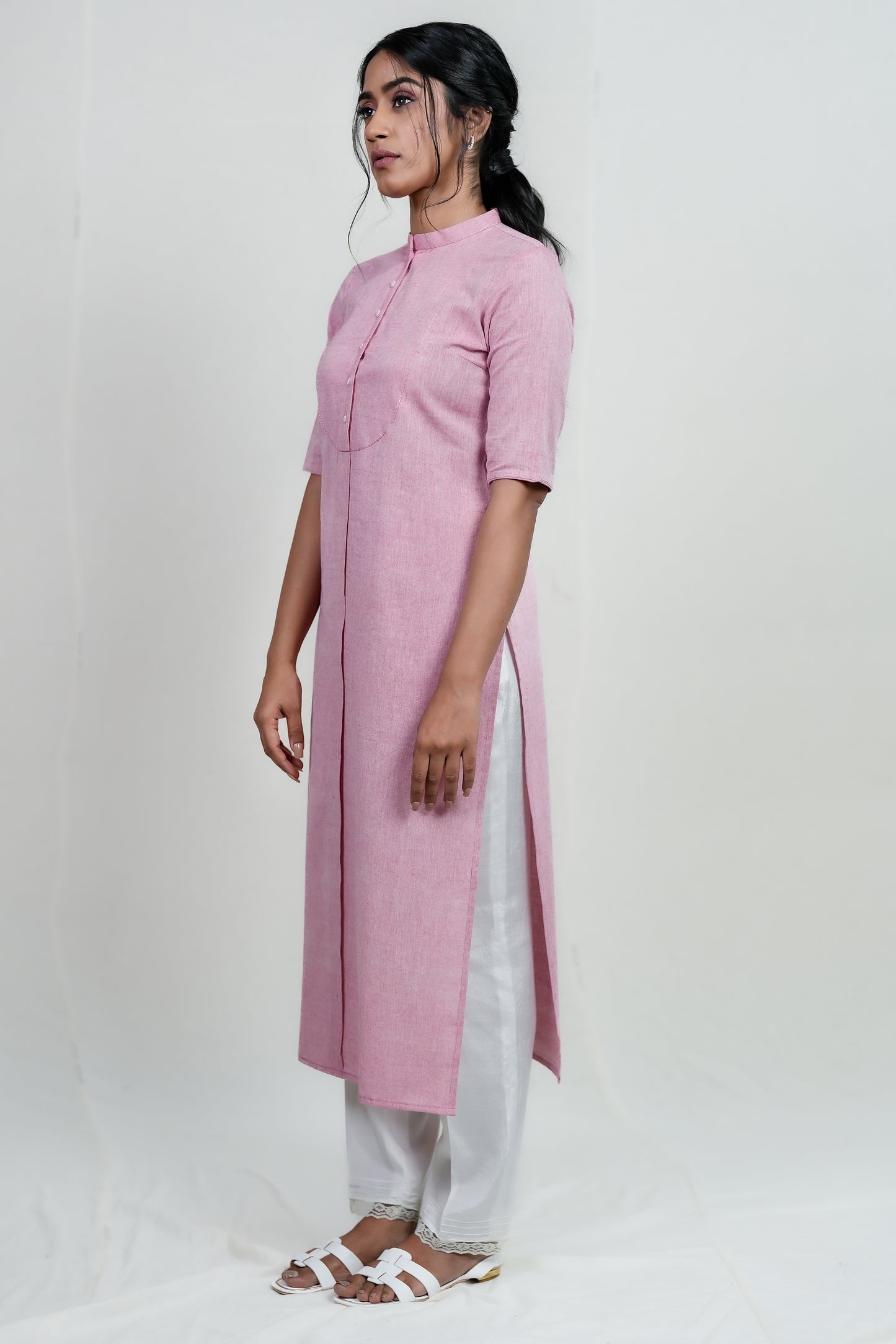 PARIS CLASSIC PINK LINEN KURTI